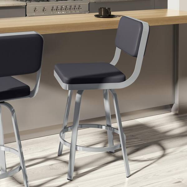 Amisco Everett 30 In Navy Blue Faux, Navy Blue Faux Leather Bar Stools Uk