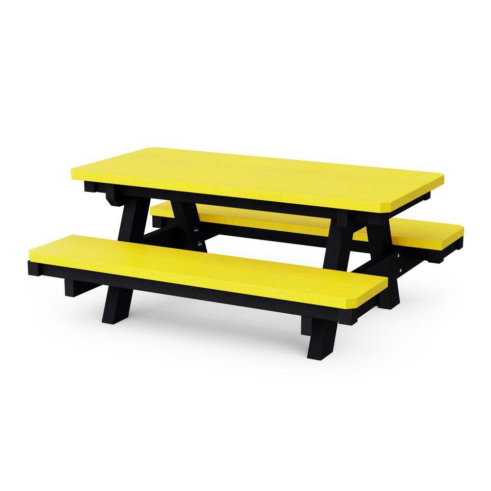 Heritage 48 in. Lemon Yellow and Black Rectangle HDPE Plastic Child's Picnic Table Seats 6 KIds price history on PriceWatchPro
