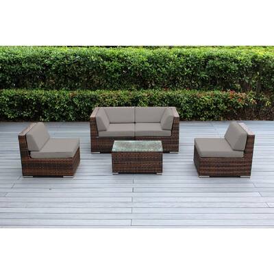 Ohana Depot Ohana Mixed Brown 7-piece Wicker Patio Seating Set With 