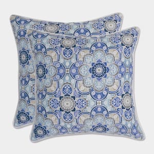 Blue Square Outdoor Square Throw Pillow 2-Pack
