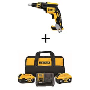 20V MAX XR Cordless Brushless Drywall Screw Gun with (1) 20V 6.0Ah Battery, (1) 20V 4.0Ah Battery, and Charger