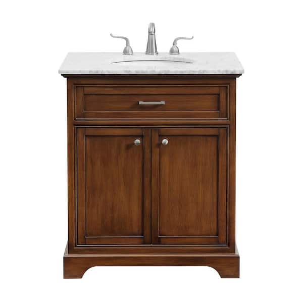 30 in. W x 21.5 in. D x 21.5 in. H Single Bathroom Vanity in Teak with ...