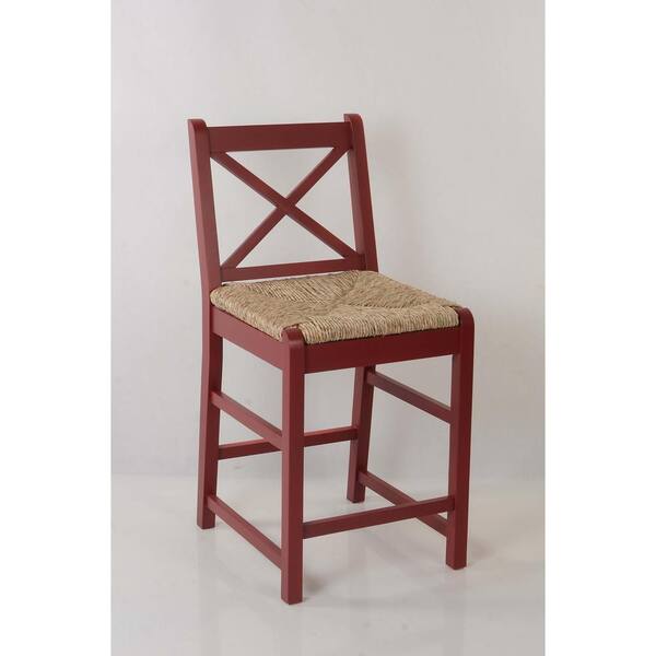 red wooden bar stools with backs