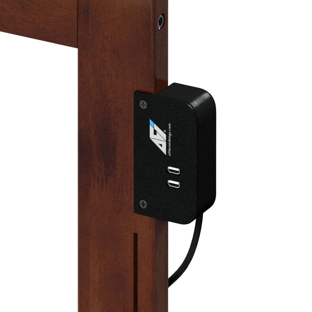 Savannah Walnut Queen Solid Wood Headboard with USB Charger
