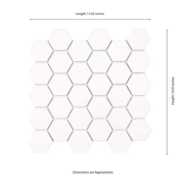Domino White Hexagon 12 in. x 12 in. Matte Porcelain Floor and Wall Tile  (0.81 sq. ft./Each)