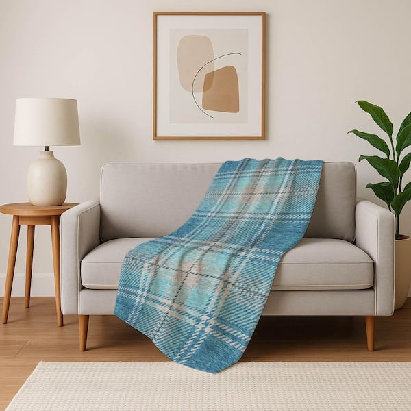Premium Machine Washable ASB935 Teal 50 in. x 70 in. Sherpa Throw Blanket
