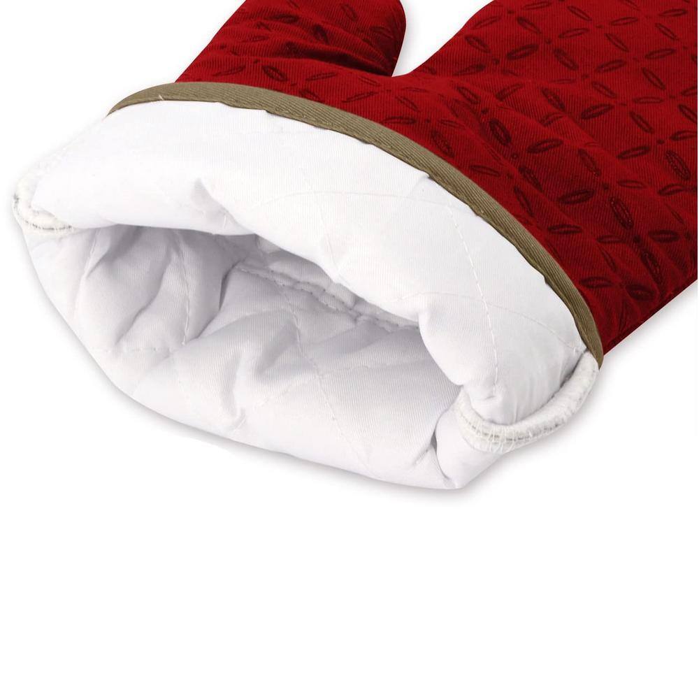 Red Heat-Resistant Silicone Oven Mitts and Pot Holders Set
