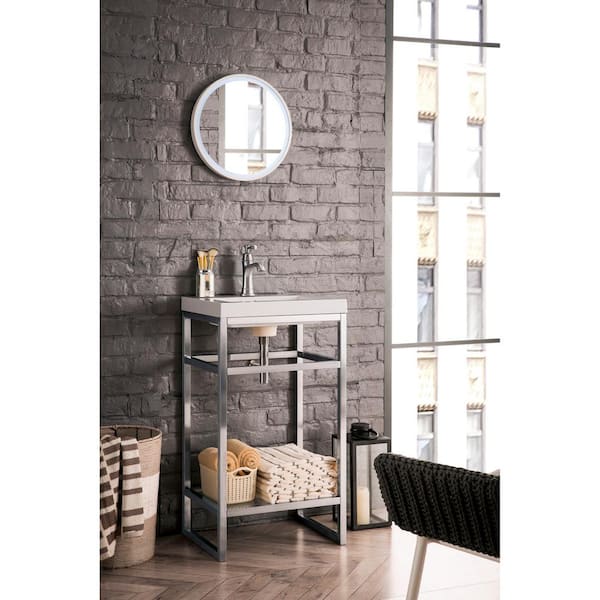 James Martin Vanities Boston 19.6 in. W Stainless Steel Console Sink with Basin and Leg Combo in Brushed Nickel