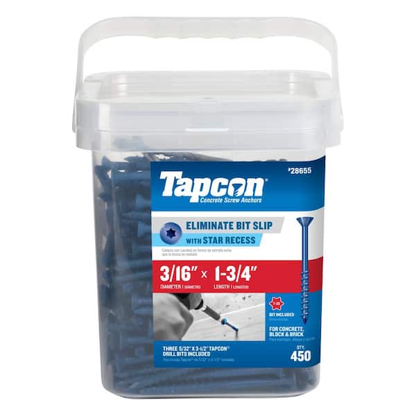 Tapcon 3/16 in. x 1-3/4 in. Star Flat-Head Concrete Anchors (450-Piece)