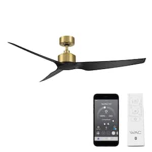 Stella 60 in. Indoor and Outdoor 3-Blade Smart Soft Brass Matte Black Ceiling Fan with Remote Control