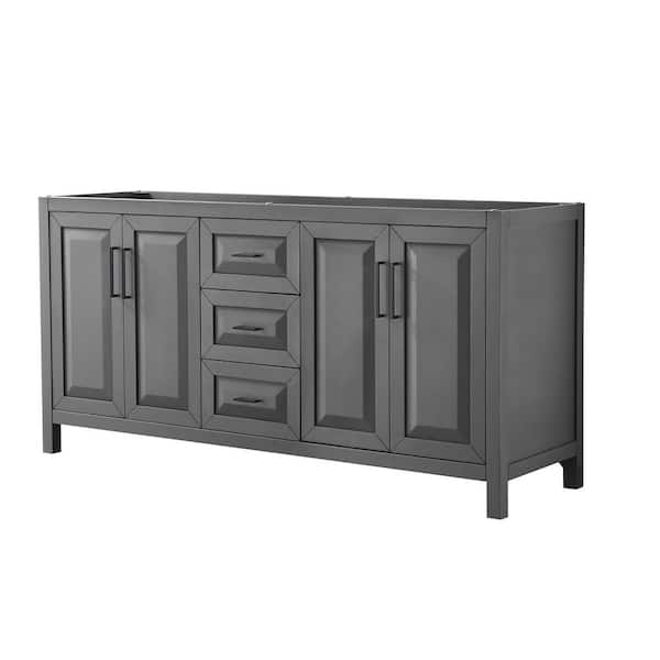 Wyndham Collection Daria 71 in. W x 21.5 in. D x 35 in. H Double Bath Vanity Cabinet without Top in Dark Gray