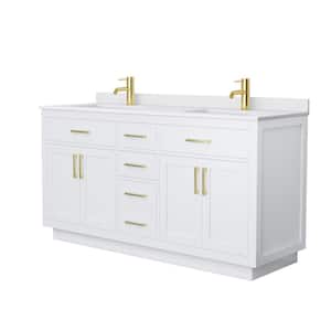 Beckett TK 66 in. W x 22 in. D x 35 in. H Double Bath Vanity in White with White Cultured Marble Top