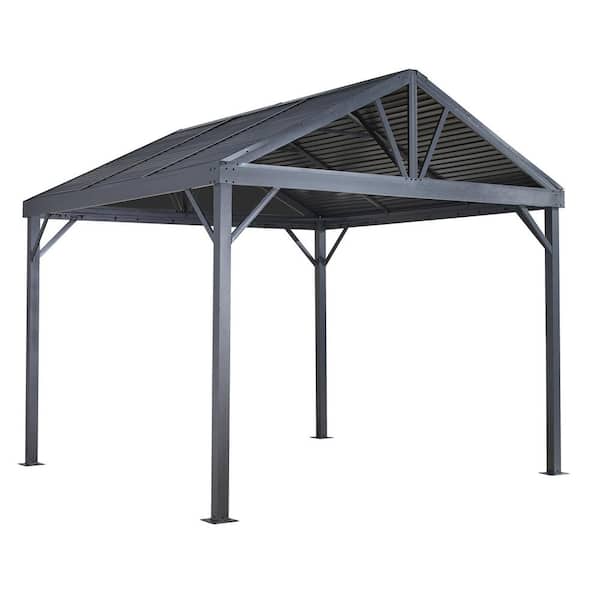 Sanibel I 10 ft. x 10 ft. Light Grey Rustproof Aluminum Framed Gazebo