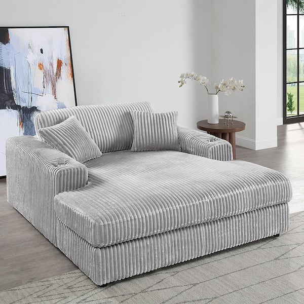 Acme Furniture Hilde Beige Velvet Velvet No Additional Features Arms Chaise Lounge