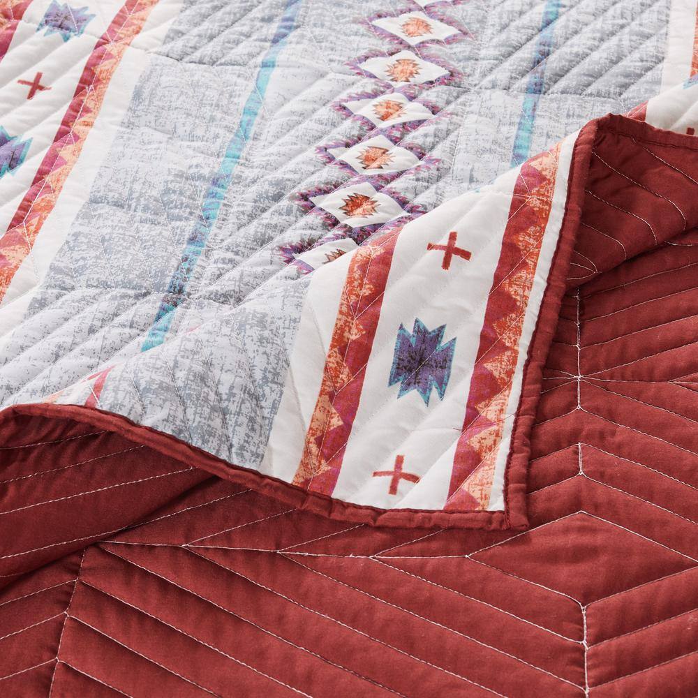 Kiva Southwestern Gray and Red Microfiber Throw Blanket