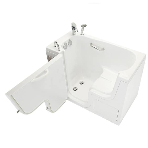 Ella Wheelchair Transfer 26 52 in. Acrylic Soaking Walk-In Bathtub in White with Fast Fill Faucet and Left 2 in. Dual Drain