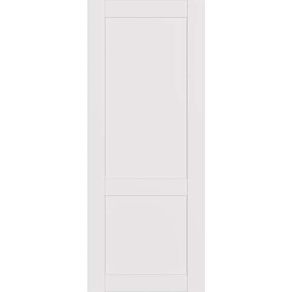 2-Panel Shaker 36 in. x 84 in. No Bore Snow White Solid Composite Core Wood Interior Door Slab