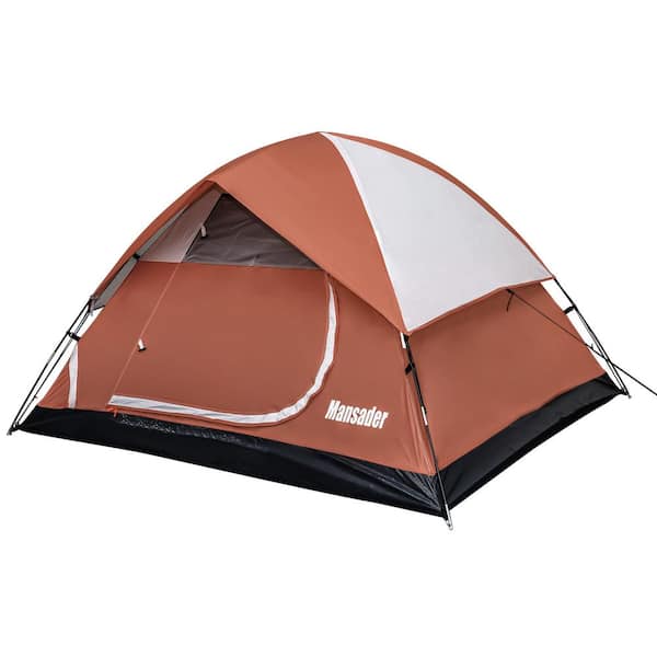 2-Person Mocha Red Outdoor Dome Camping Tent with Carry Bag