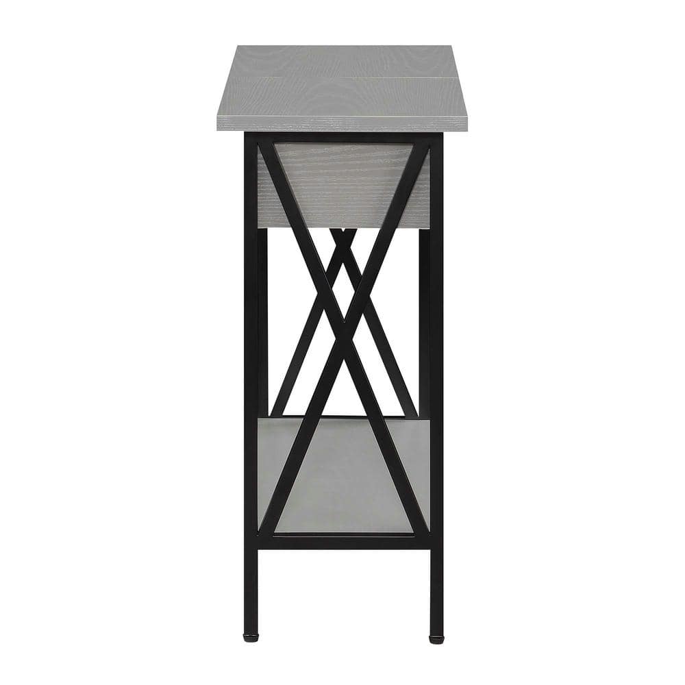Tucson Gray/Black Rectangular Flip-Top End Table with Charging Station