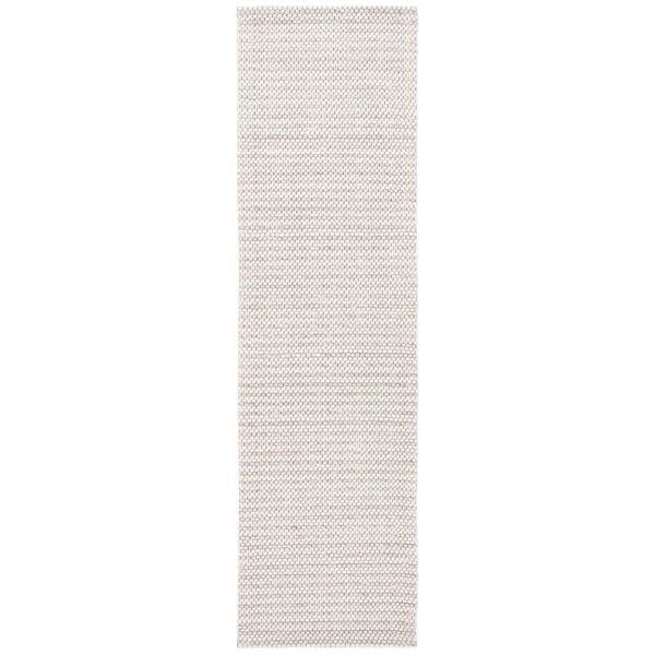 SAFAVIEH Marbella Light Brown/Ivory 2 ft. x 14 ft. Interlaced Striped Runner Rug