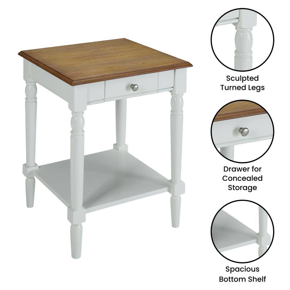 French Country Driftwood & White Square End Table with Storage
