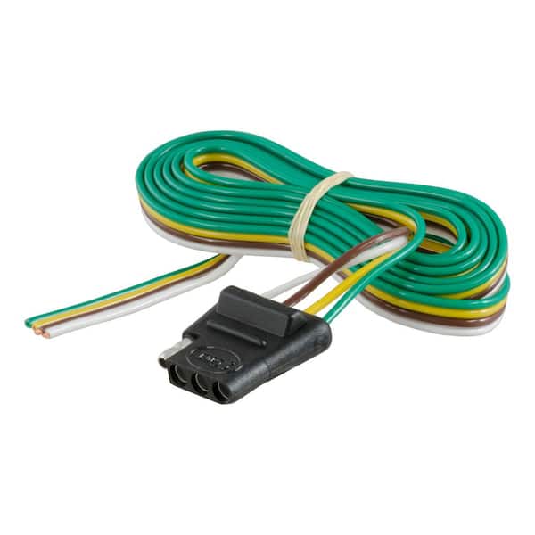 CURT 4-Way Flat Connector Socket with 60" Wires & Hardware (Vehicle Side, Packaged)