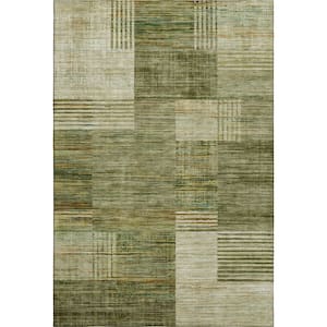 Mayfield Premium Machine Washable Abstract AMF2149 Aloe 5 ft. x 7 ft. 6 in. Area Rug