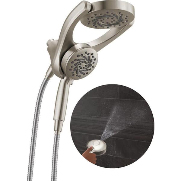 Delta HydroRain w/ Cleaning Spray 5-Spray Dual Wall Mount Fixed and Handheld Shower Head 1.75 GPM in Spotshield Brushed Nickel