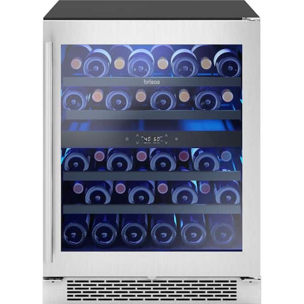 Brisas 24 in. 38-Bottle Dual Zone Wine Cooler in Stainless Steel