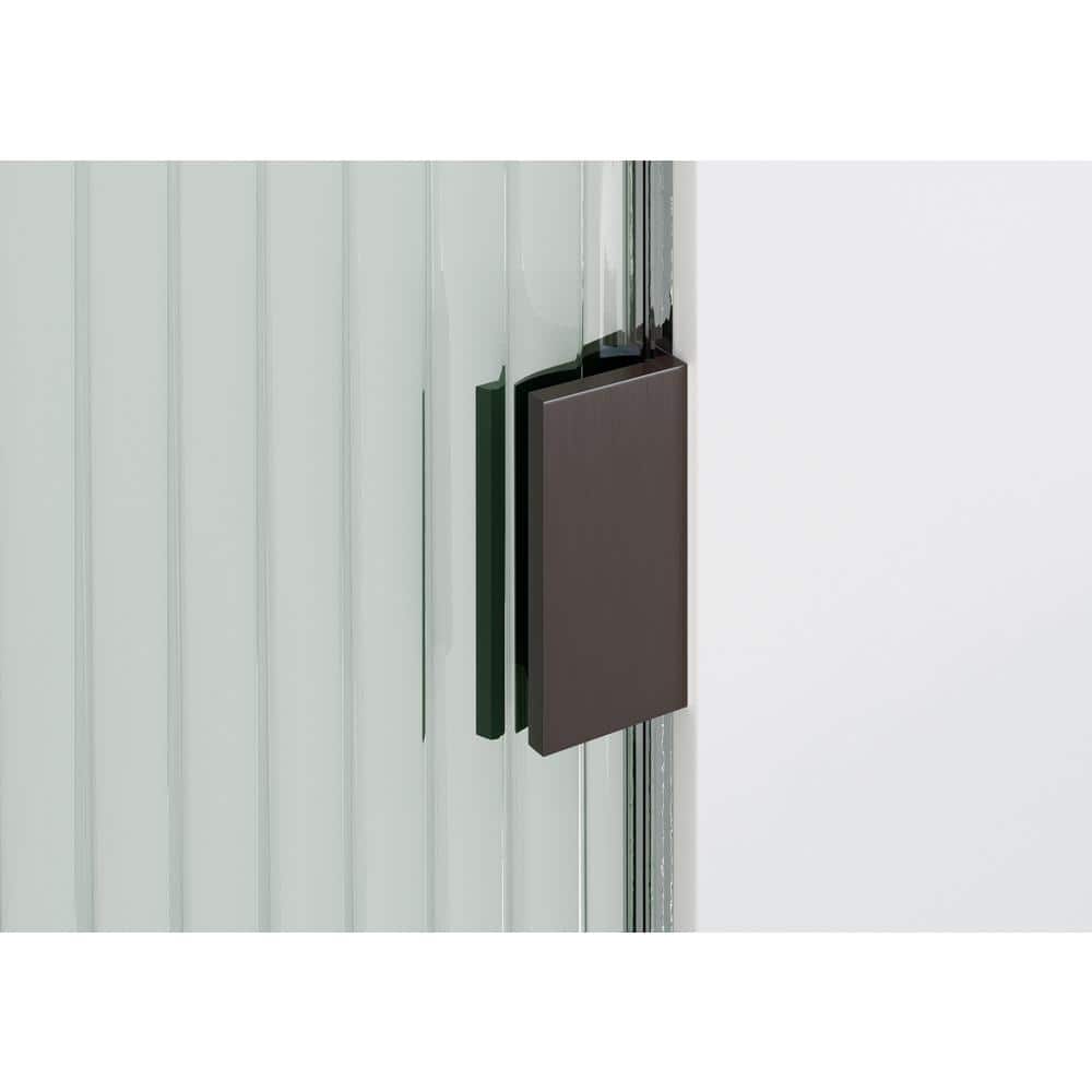 Aurora 58.25 in. Frameless Fluted Glass Bath Panel with Oil Rubbed Bronze Hardware