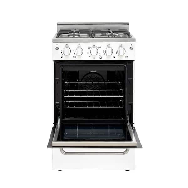 Prestige 20 in. 1.6 cu. ft. Gas Range with Convection Oven and Sealed Burners in White