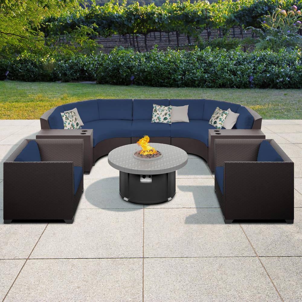 TK CLASSICS Barbados 8-Piece Wicker Outdoor Conversation Set with