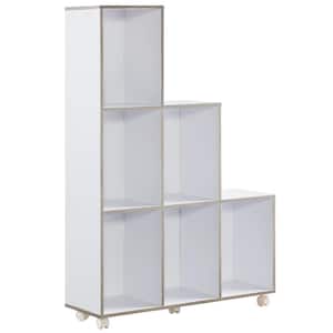 Double Island 34.25 in. White 9-Shelf Standard Bookcase with Caster Wheels