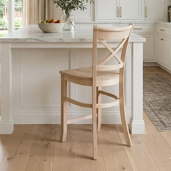 Charlotte Unfinished Wood 24 in. Counter Stool