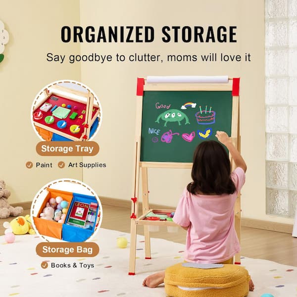 11 in. x 19 in. Wood Framed Memo Board, 3-in-1 Kids Art Easel