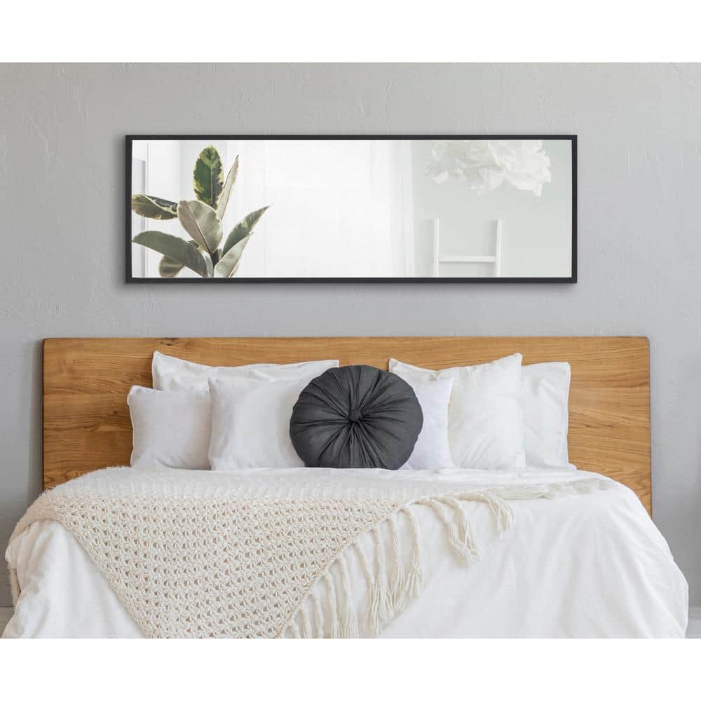 Elegant 51.75" Black Wood Rectangular Vanity Mirror