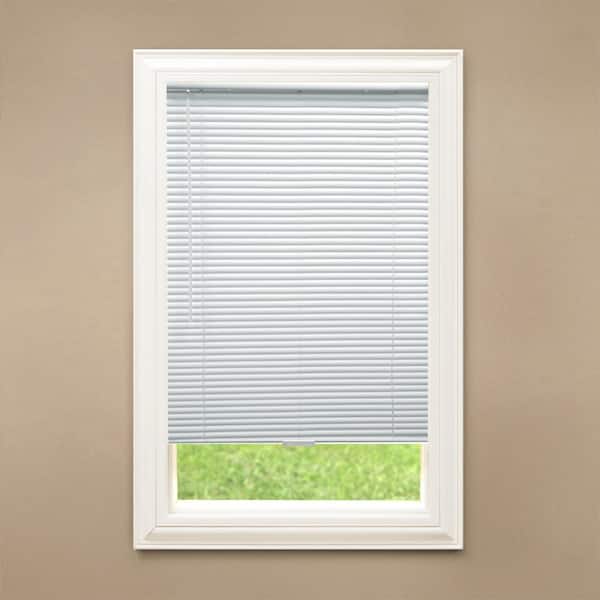 White Cordless Enhanced Room Darkening Vinyl Blinds with 1 in. Slat - 34 in. W x 48 in. L (Actual 33.5 in. W x 48 in. L)
