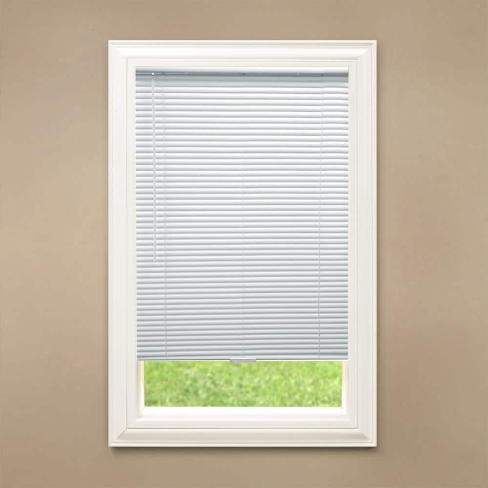 White Cordless Enhanced Room Darkening Vinyl Blinds with 1 in. Slat - 25 in