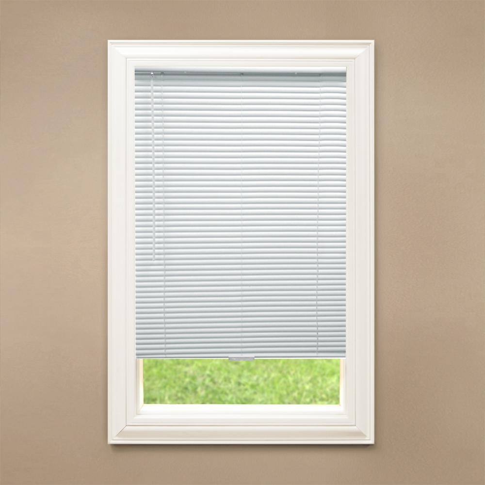 White Cordless Enhanced Room Darkening Vinyl Blinds with 1 in. Slat - 66 in