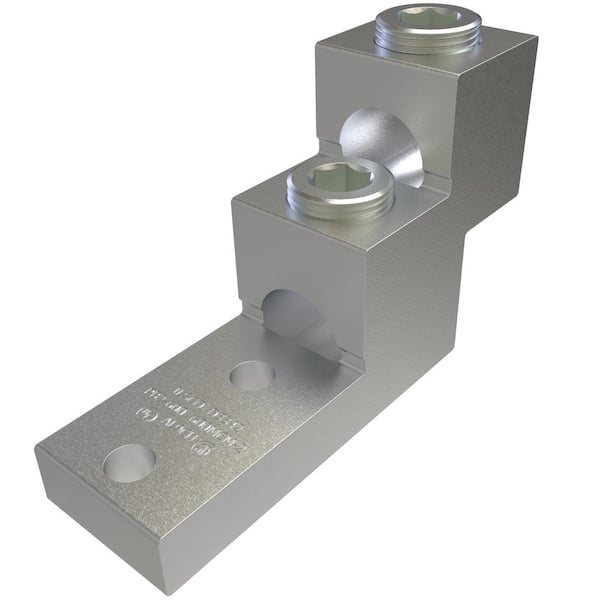 ILSCO Aluminum Panelboard Lug, Dual Rated, Conductor Range 600-2, 2-Ports, 2-Holes, 3/8 in. Bolt Size