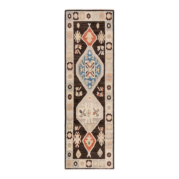 Solo Rugs Oushak One-of-a-Kind Traditional Brown 2 ft. 9 in. x 9 ft. Area Rug