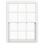36 in. x 42 in. V-4500 Series White Single-Hung Vinyl Window with 6-Lite Colonial Grids/Grilles