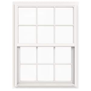 36 in. x 42 in. V-4500 Series White Single-Hung Vinyl Window with 6-Lite Colonial Grids/Grilles