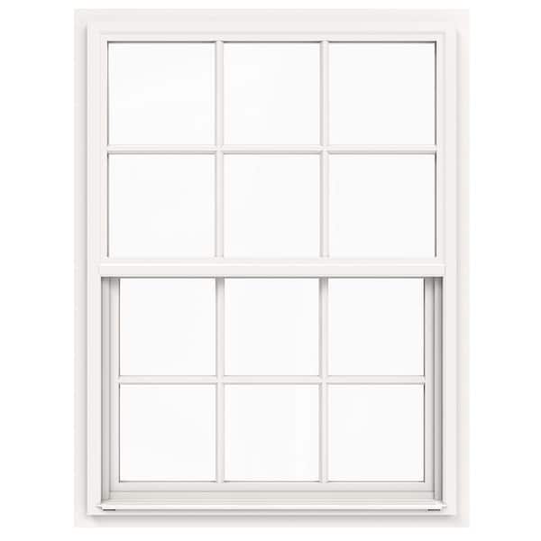 JELD-WEN 36 in. x 42 in. V-4500 Series White Single-Hung Vinyl Window with 6-Lite Colonial Grids/Grilles