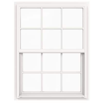 36 in. x 48 in. V-4500 Series White Single-Hung Vinyl Window with 6-Lite Colonial Grids/Grilles