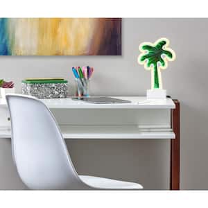 10.5 in. Black Infinity Neon Palm Tree Table/Wall Lamp