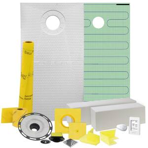 Pro GEN II 32 in. x 60 in. Floor Heating and Shower Waterproofing Kit with Offset Drain and ABS Flange