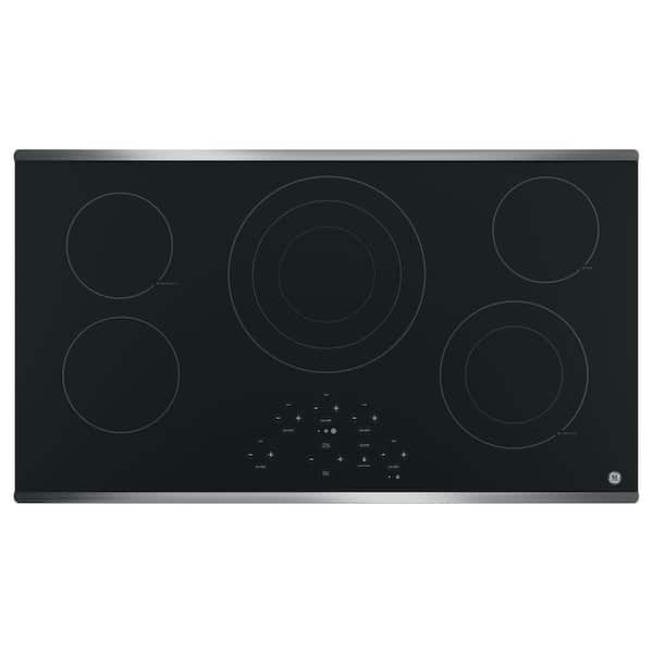 GE 36 in. Radiant Electric Cooktop in Stainless Steel with 5 Elements including Power Boil