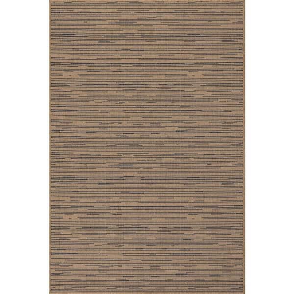 Dilara Transitional Abstract Natural Blue 4 ft. x 6 ft. Outdoor Area Rug