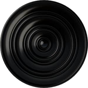 13-1/4" x 1/2" Classic Urethane Ceiling Medallion (Fits Canopies upto 4-1/8"), Hand-Painted Jet Black